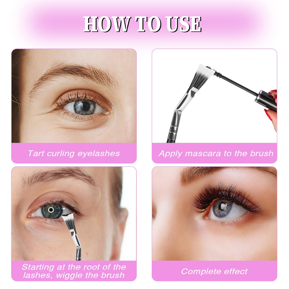 Mozeat Lens ergonomic curved-handle brush provides comfortable grip during makeup application.