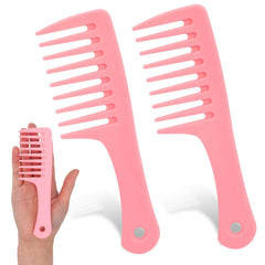 Mozeat Lens mini pink wide-tooth comb in packaging for travel-ready styling.
