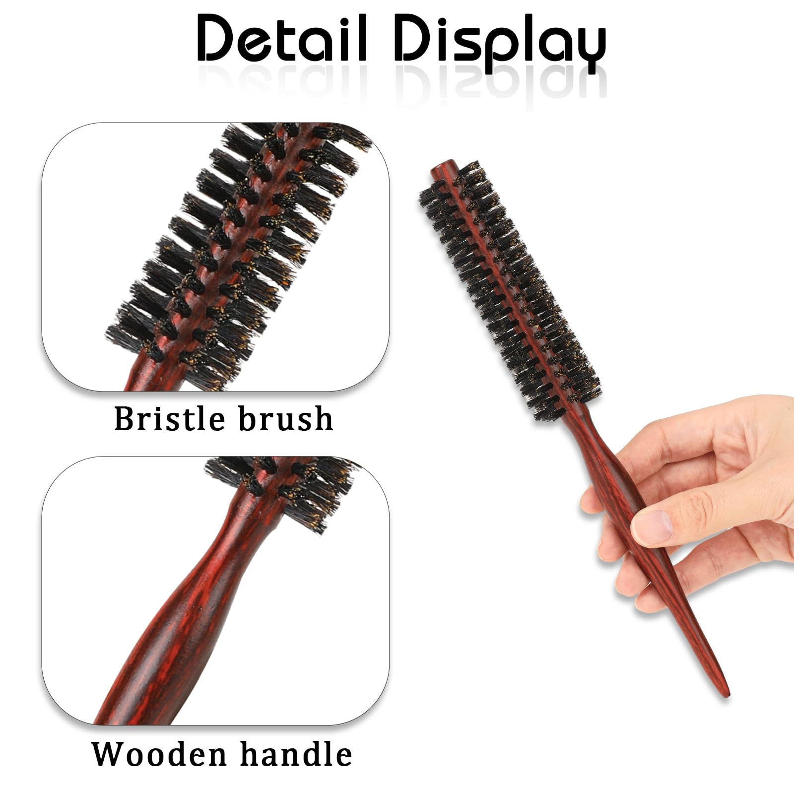 Mozeat Lens round brush for beard styling with gentle boar bristles