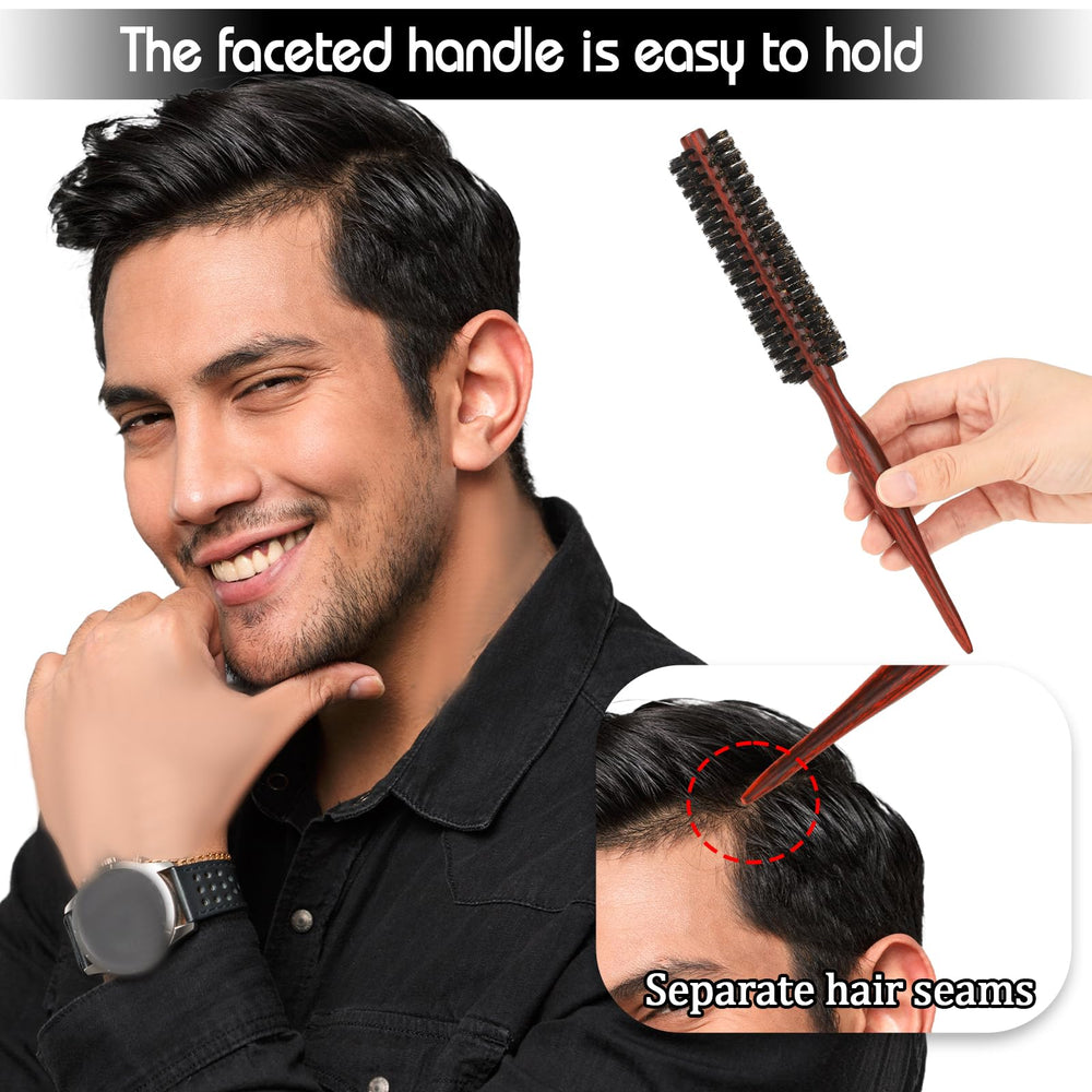 Mozeat Lens round brush with non-slip wooden handle for comfortable grip