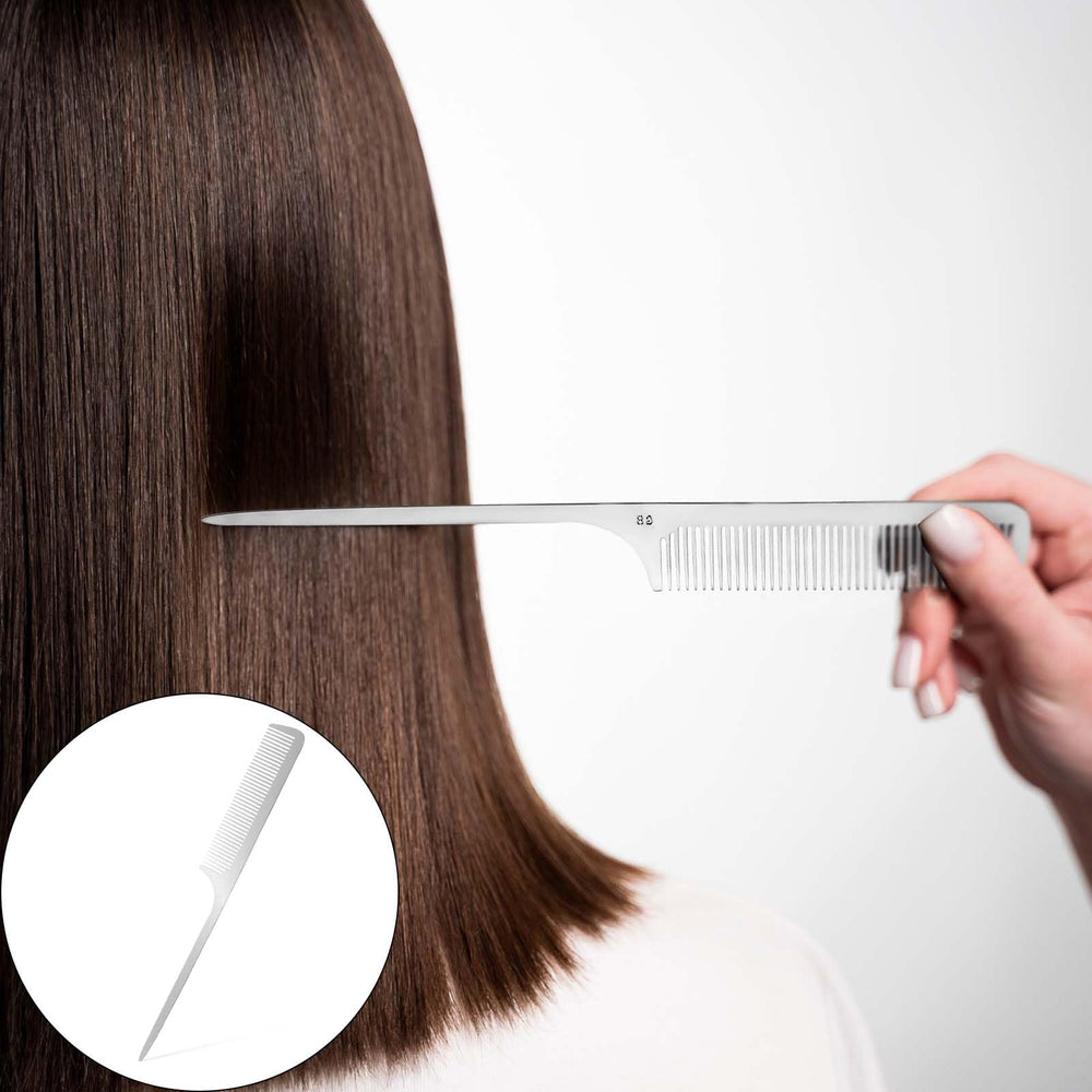 Mozeat Lens rat-tail comb flat-top design for barber-style styling