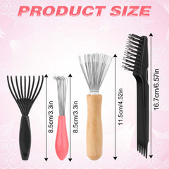 Mozeat Lens wooden cleaning rake removes debris from bristles.