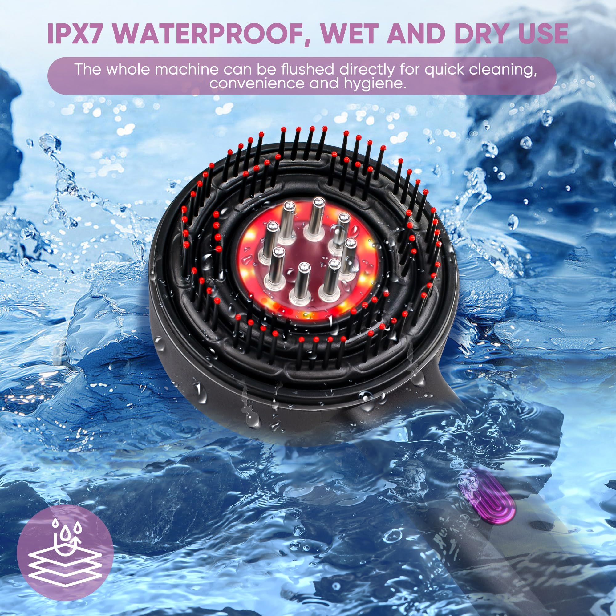 MPADQ ergonomic grip provides steady massaging during scalp care.