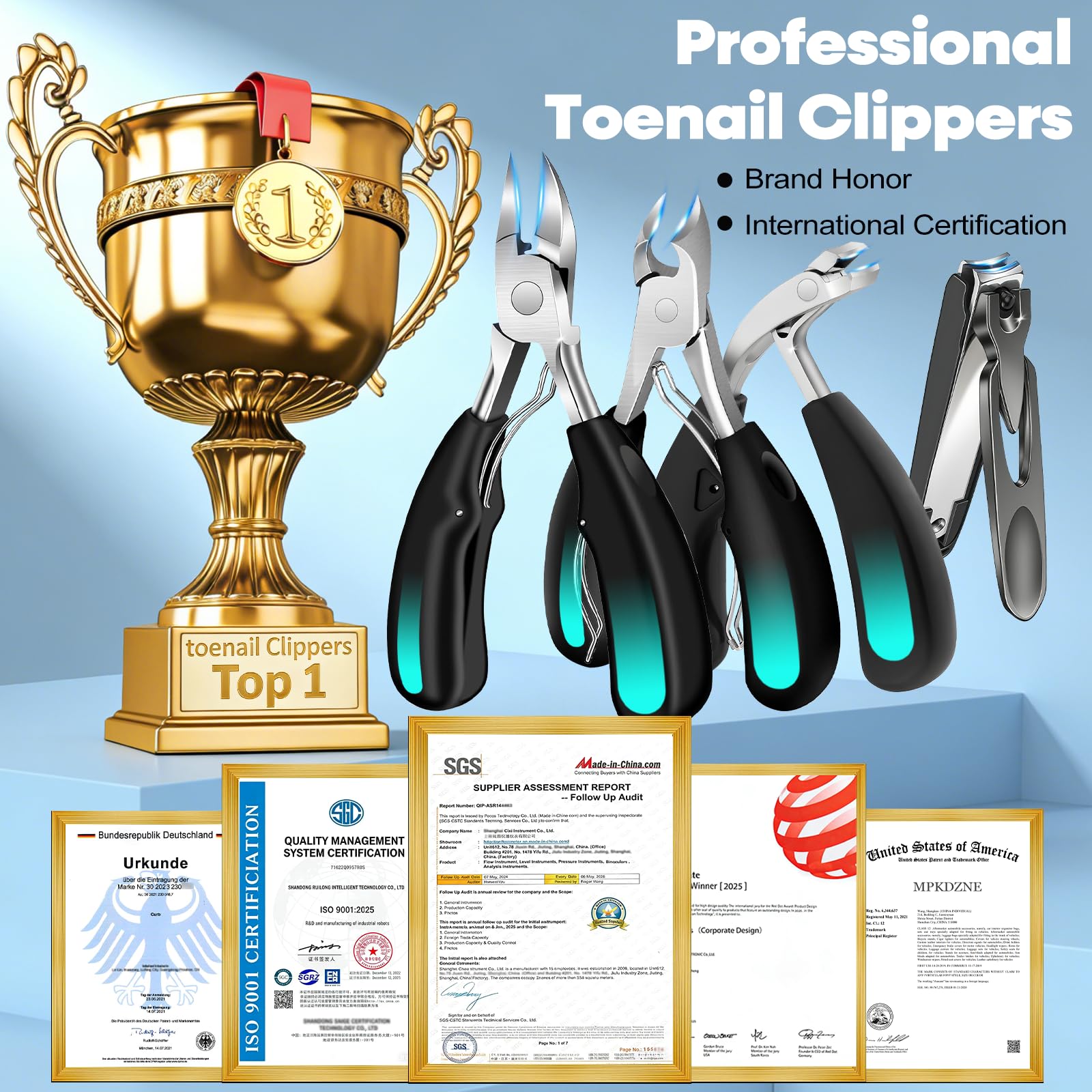 Multiple tool heads for ingrown nail care in MPKDZNE set