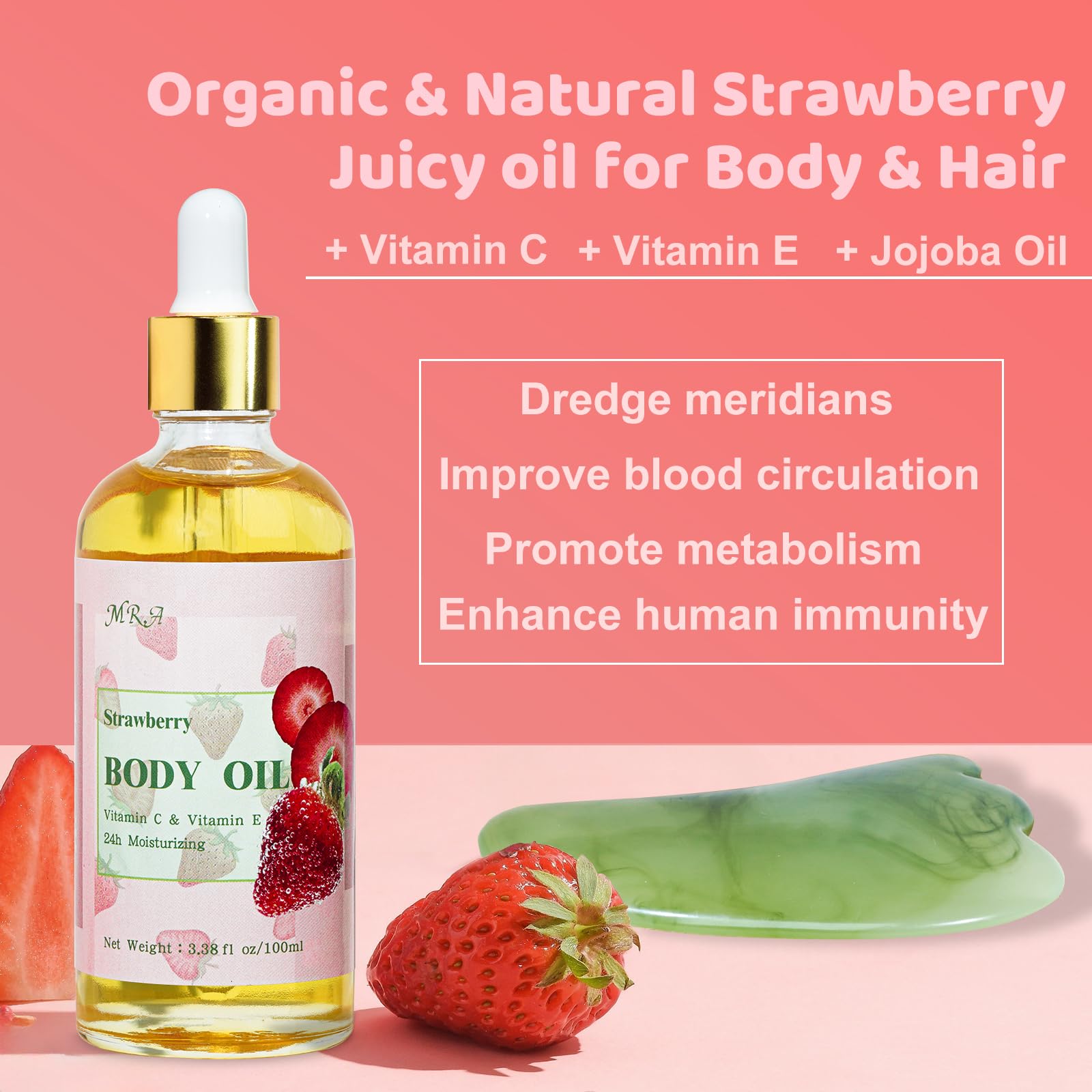 MR.A aceite cuerpo fresa, textura sedosa para piel suave