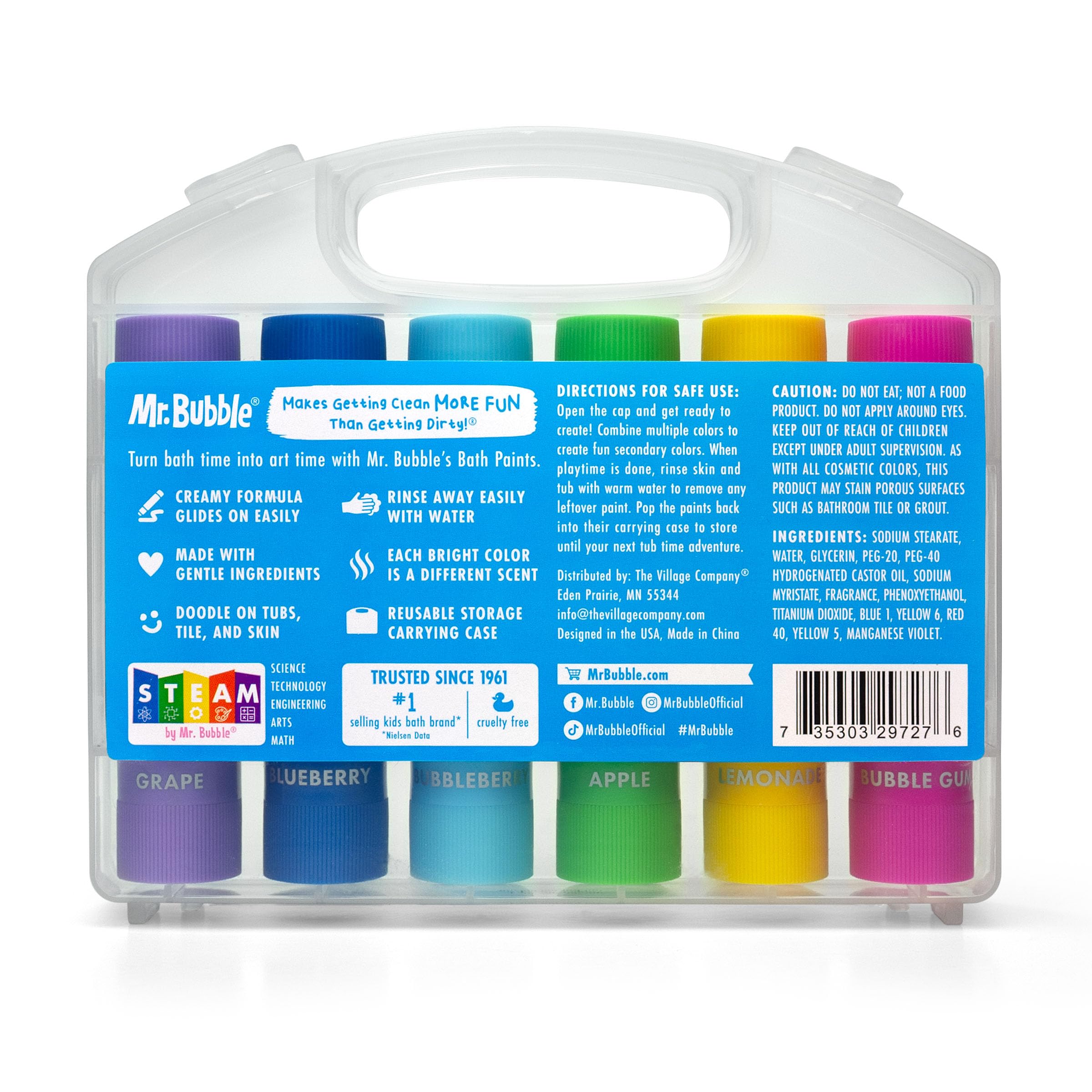 Mr. Bubble barras pintura baño aromas divertidos: colores que huelen bien e inspiran juego