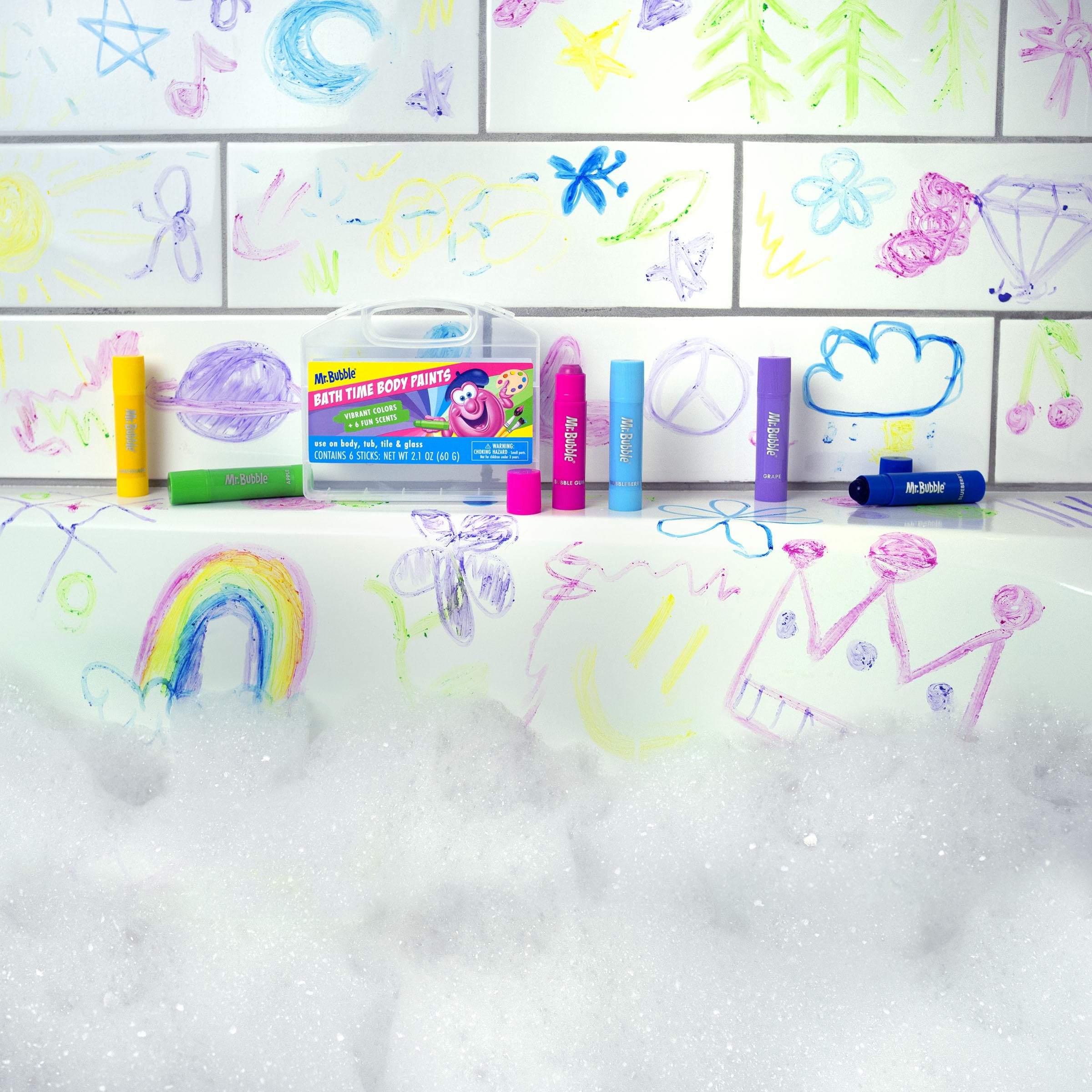 Mr. Bubble estuche portapinturas baño: organización después de la hora del juego