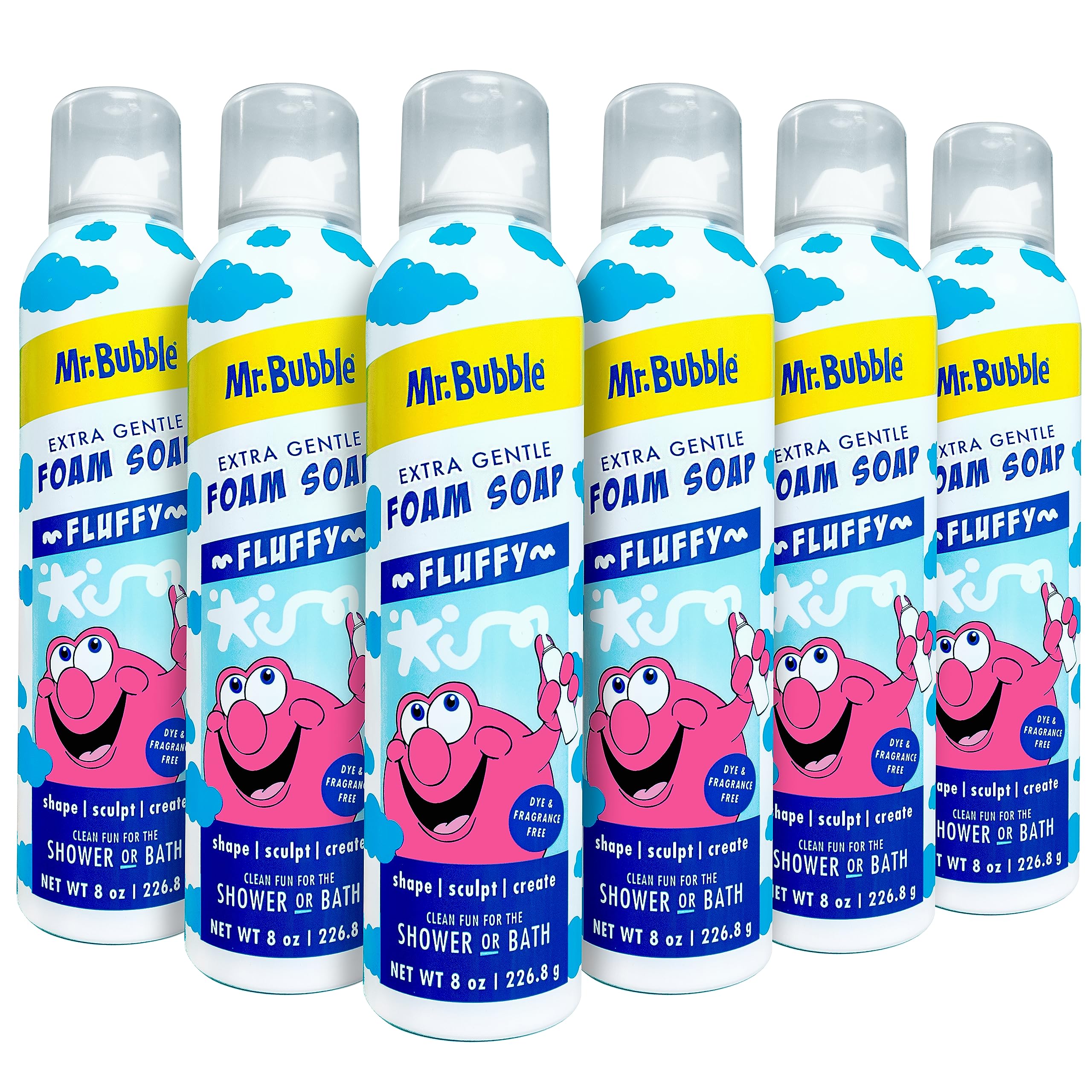 Mr. Bubble Extra Gentle foam soap bottle for sensitive skin, fragrance free.