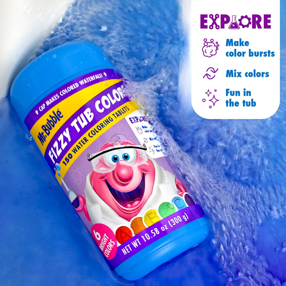 Mr. Bubble tabletas de tina en azul, ideas para combinar colores.