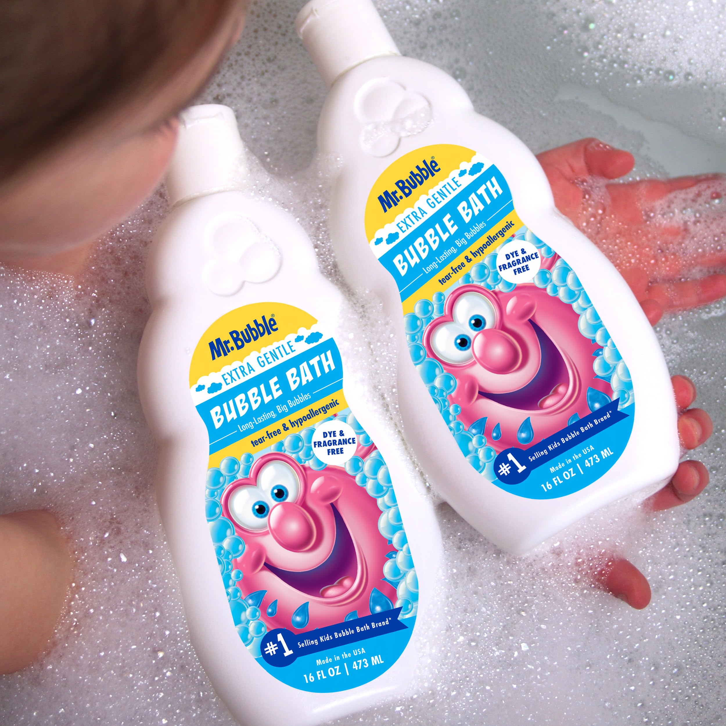 Apto para toda la familia, desde adultos hasta bebés, con Mr. Bubble.