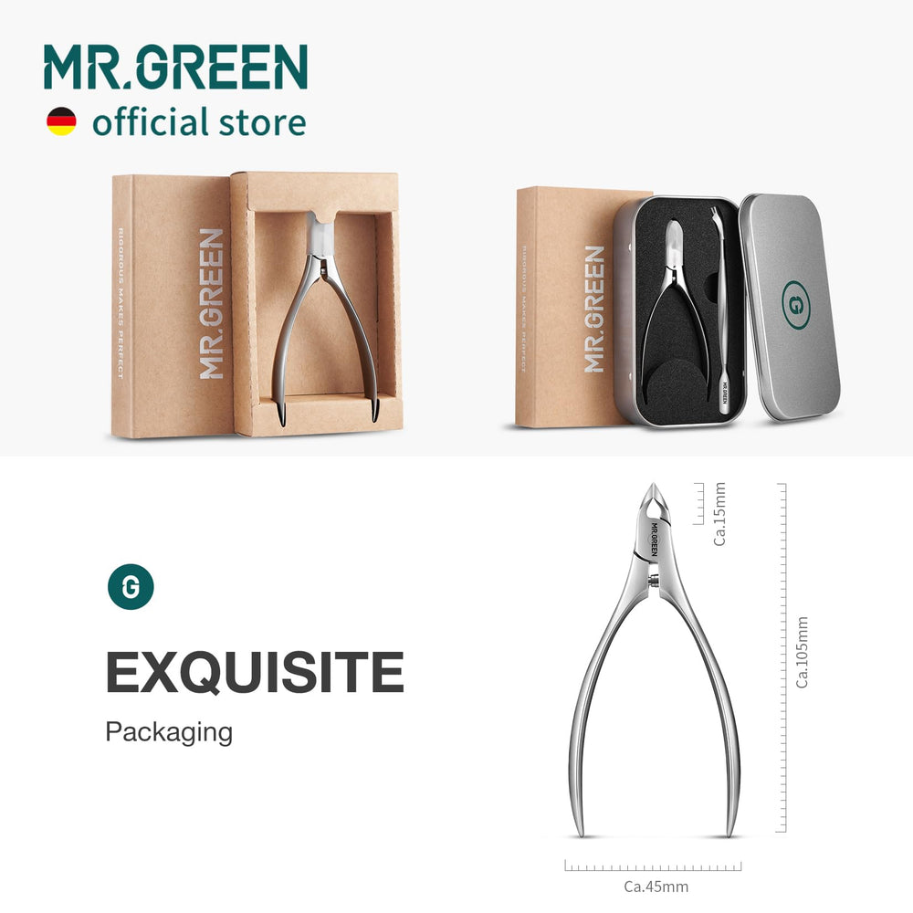 MR.GREEN Cuticle Nippers for precise manicure with neat, well-groomed edges.