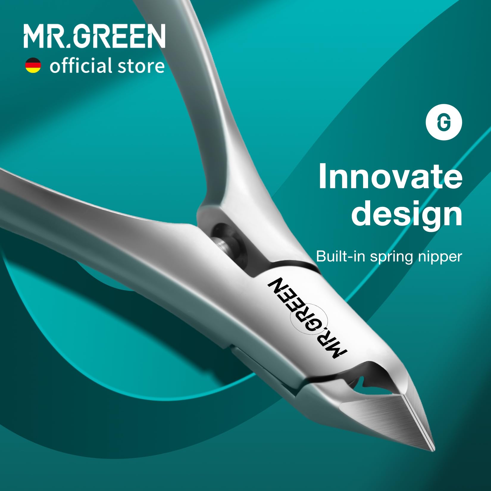 MR.GREEN Cuticle Nippers ergonomic handle improves precision and control.