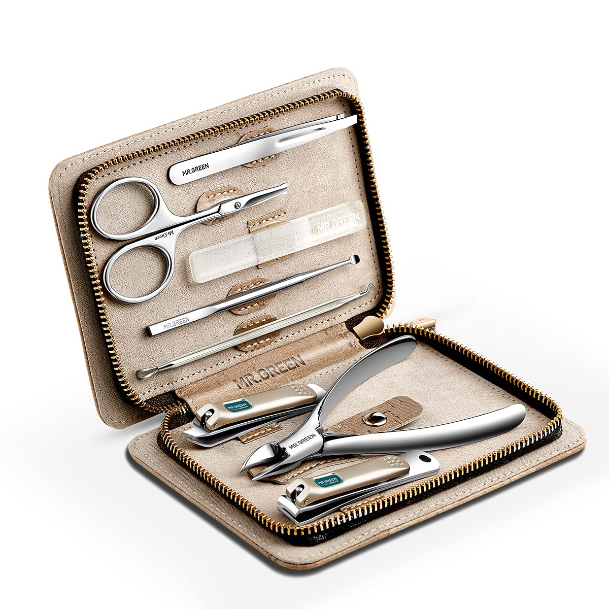 MR.GREEN manicure set in a gray case for precise at-home grooming