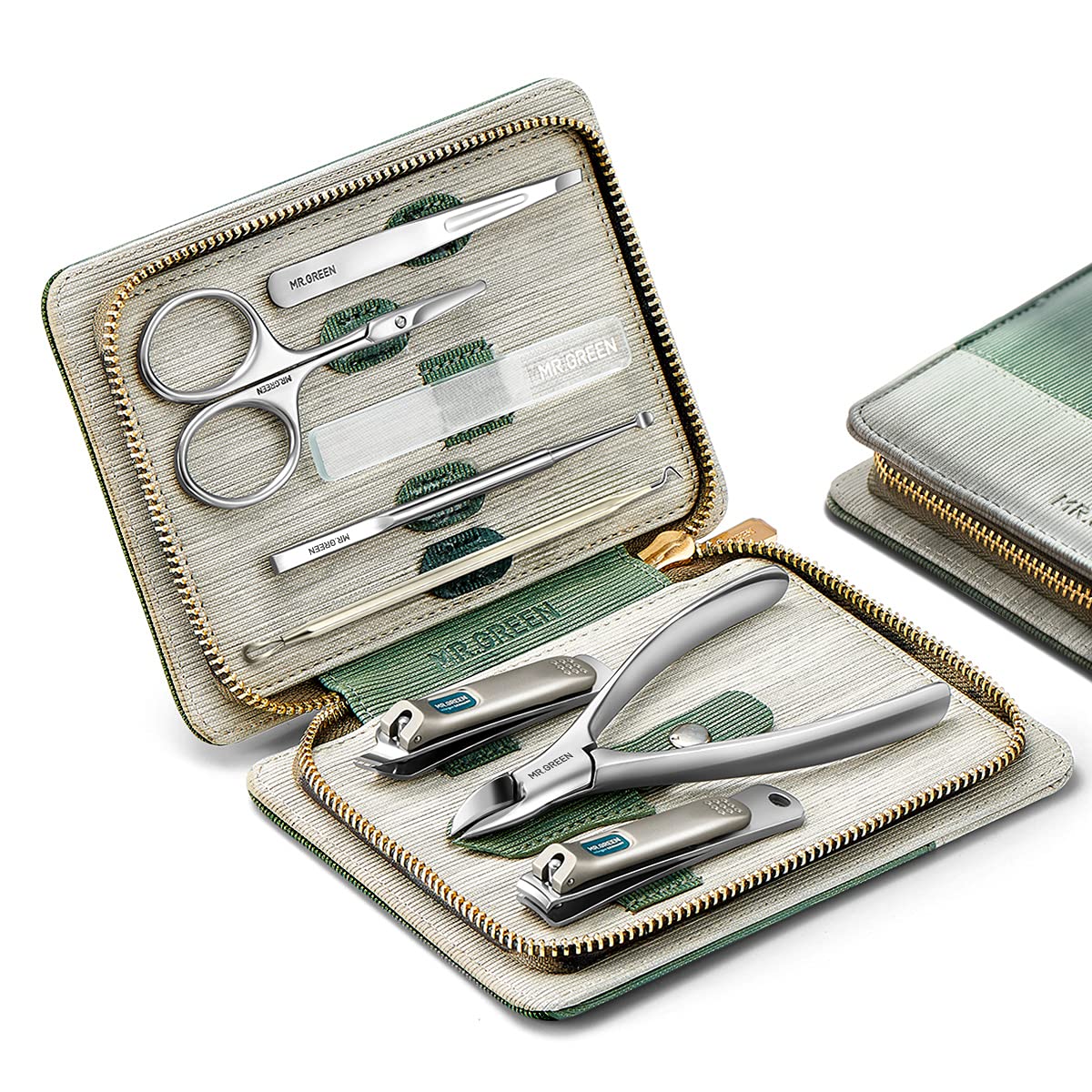 MR.GREEN manicure set with stainless steel nail clipper for precise grooming.