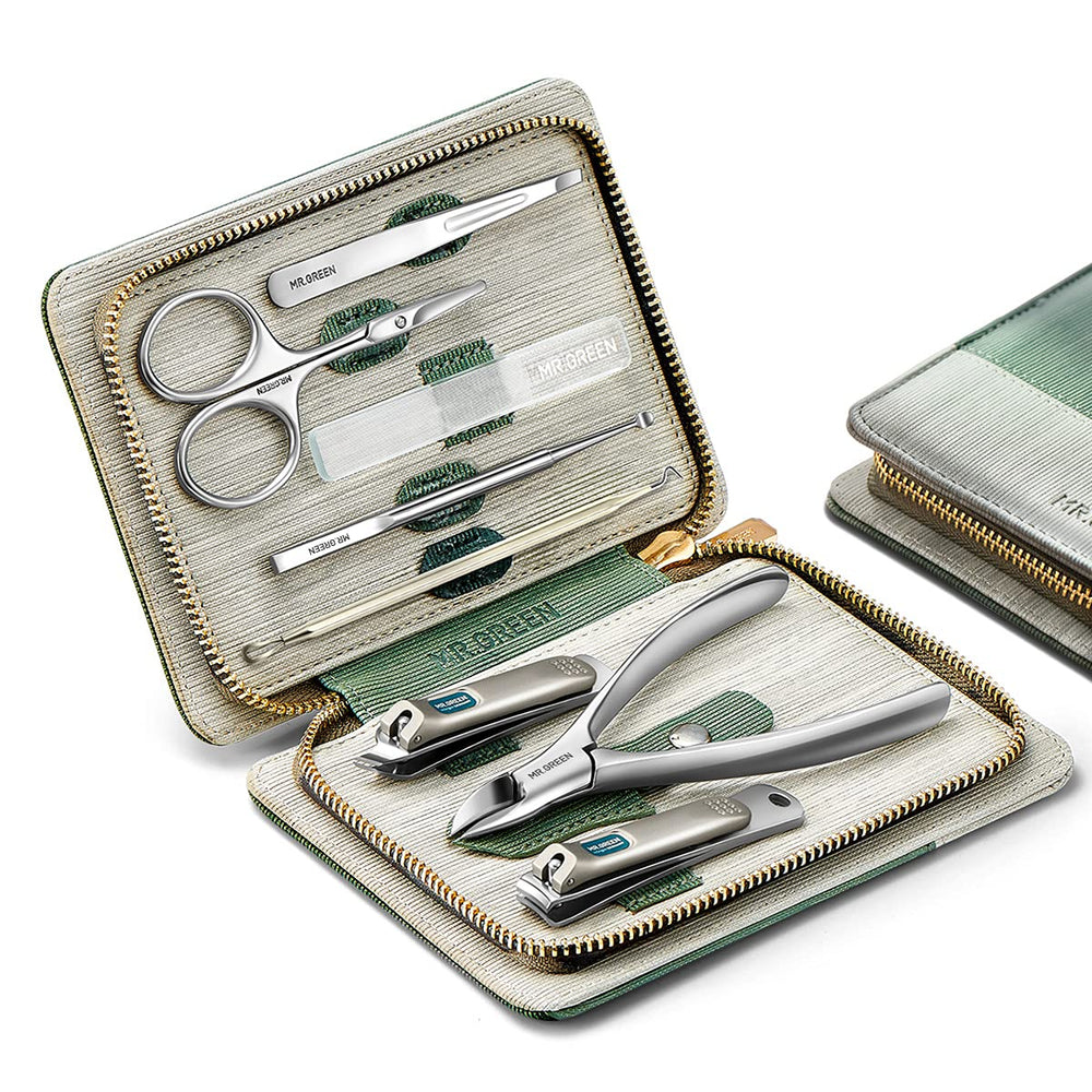 MR.GREEN manicure set with stainless steel nail clipper for precise grooming.