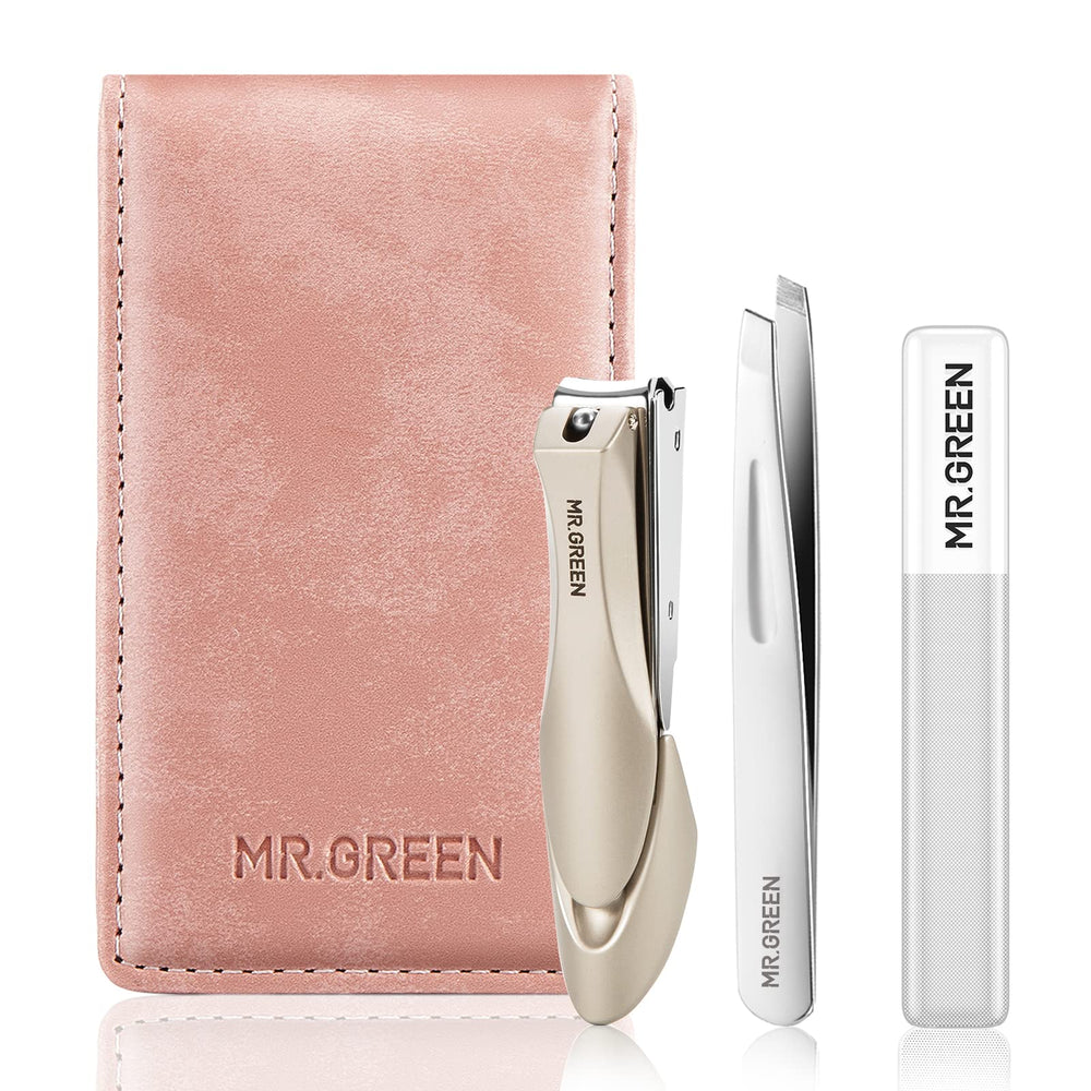 MR.GREEN nail clipper 3Pcs set in pink case for travel grooming