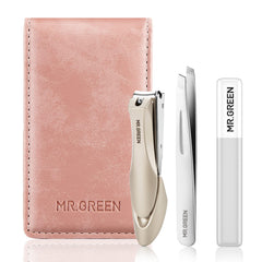 MR.GREEN nail clipper 3Pcs set in pink case for travel grooming