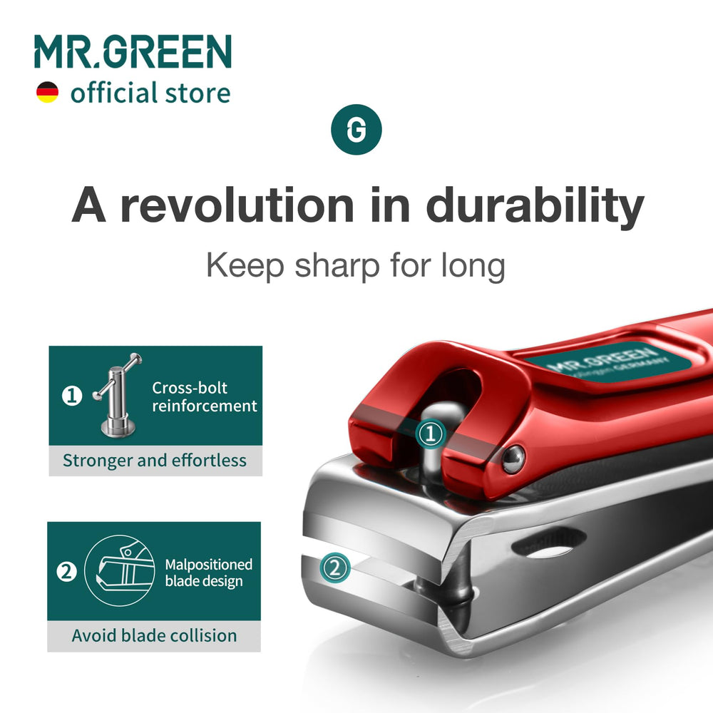MR.GREEN nail clipper in nickel-plated stainless steel finish