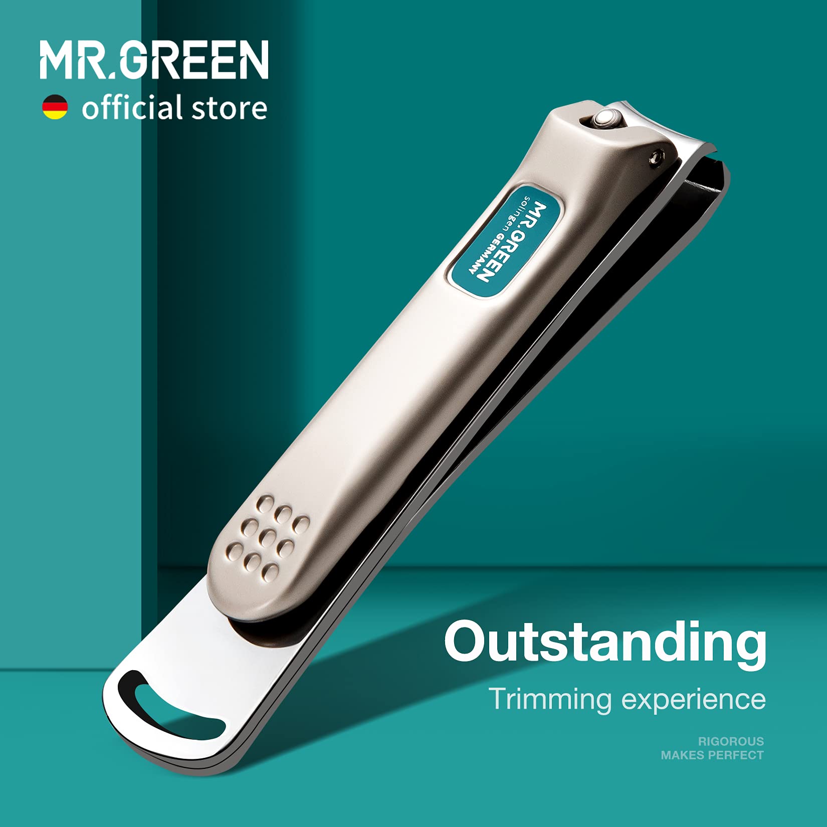 MR.GREEN nail clippers showing cross-bolt reinforcement for lasting alignment
