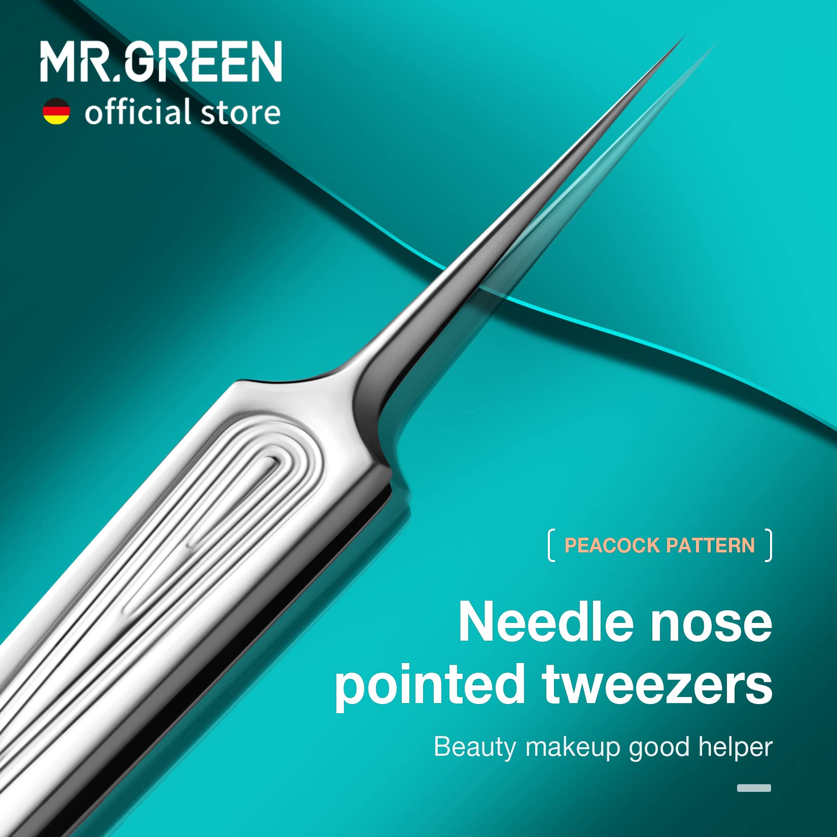 MR.GREEN needle-nose tweezers offer delicate eyebrow detailing and splinter extraction.