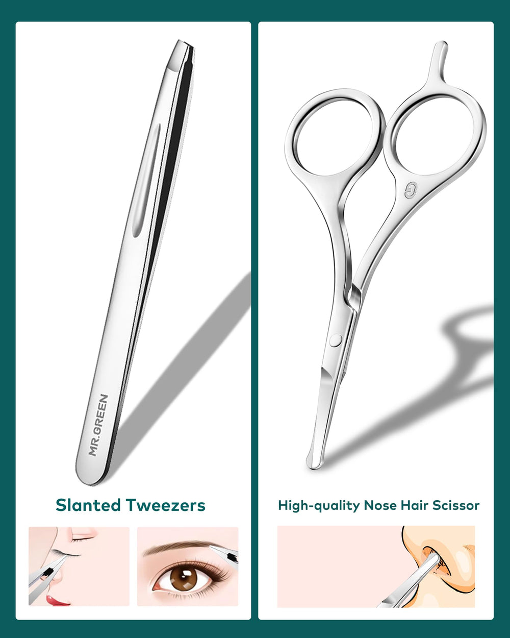 MR.GREEN precision tweezers for accurate debris removal.