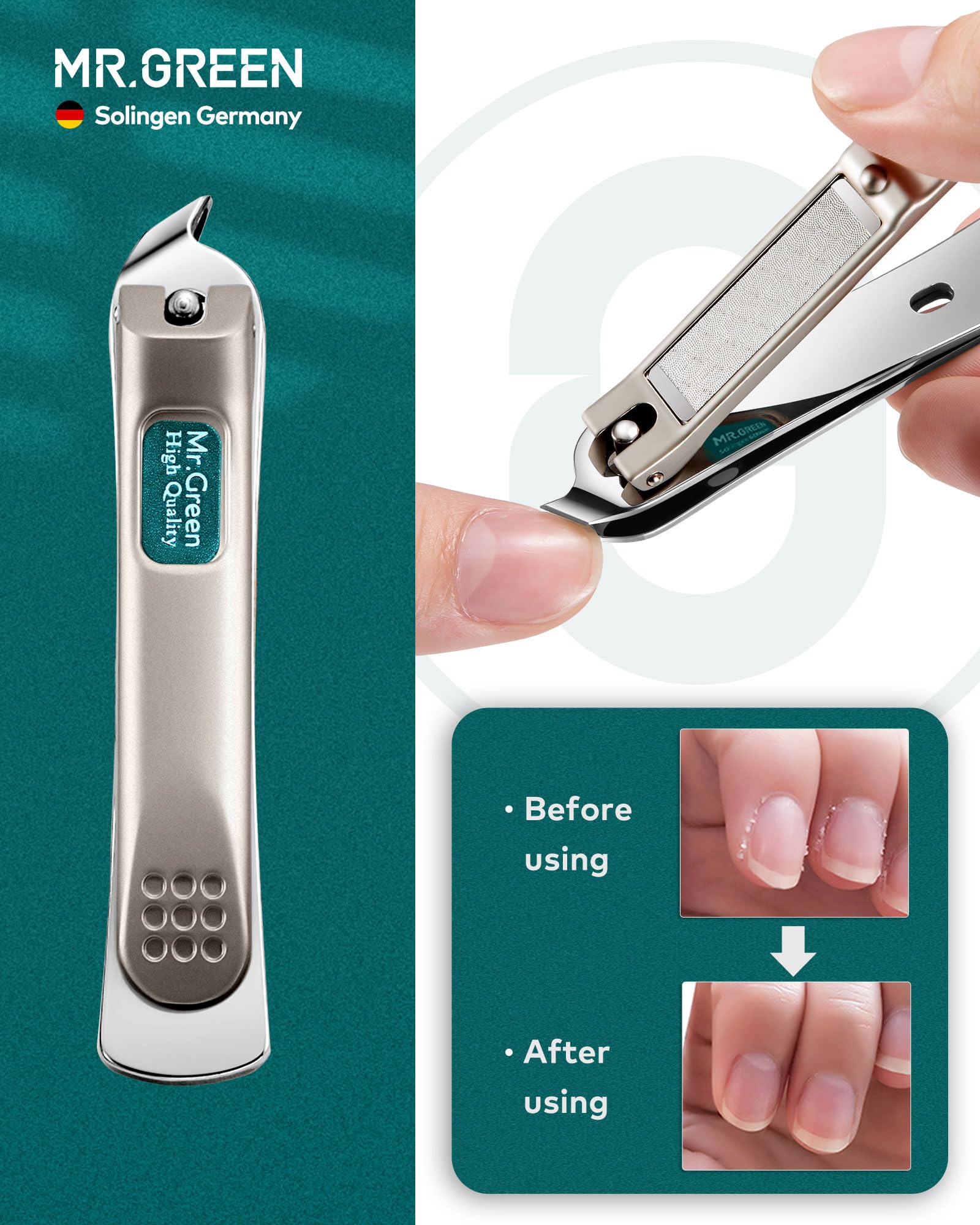 MR.GREEN Stainless steel tweezers for precise nail grooming.