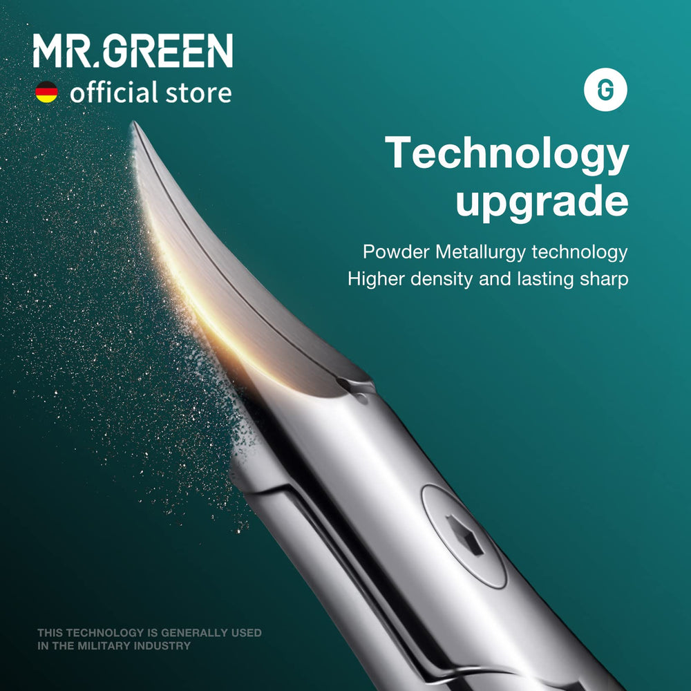 MR.GREEN 25-degree curved blades reach nail grooves easily.