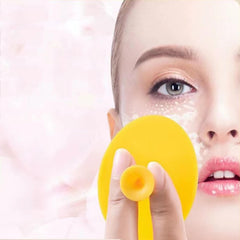 MR LION facial cleansing brush with safe silicone bristles for sensitive skin cleansing.