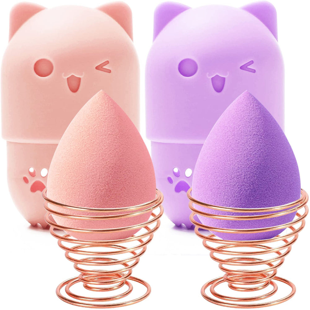 MR LION makeup sponge holder in pink and purple keeps tools organized and dry.