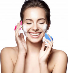 MR LION silicone scrubber massage tips on pad for refreshing circulation and massage.