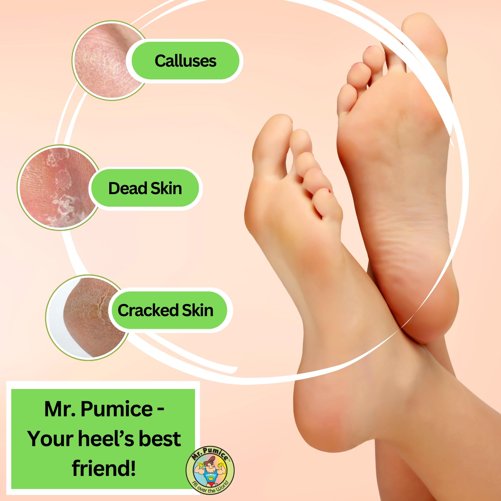 Mr. PUMI Bar in use on feet for gentle smoothing