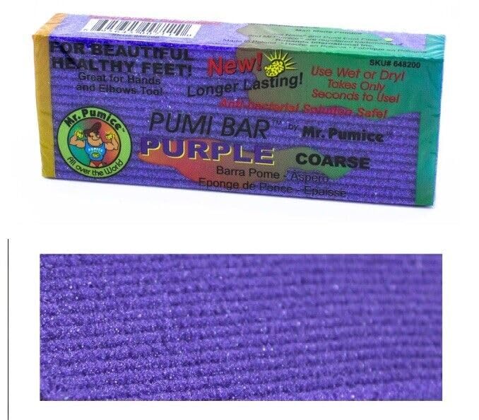 Mr. Pumice Purple PUMI Bar self-chipping design shown during cleaning.