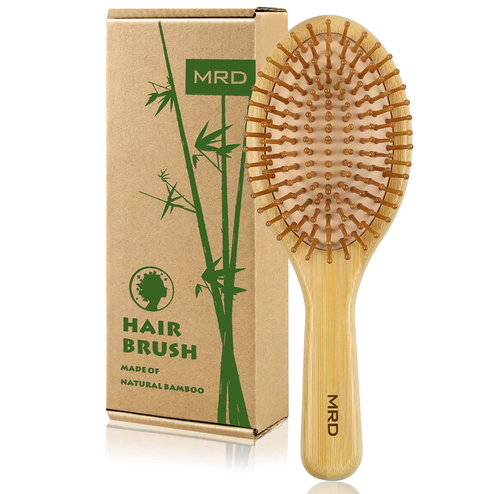 MRD hair brush with natural bamboo paddle for easy detangling