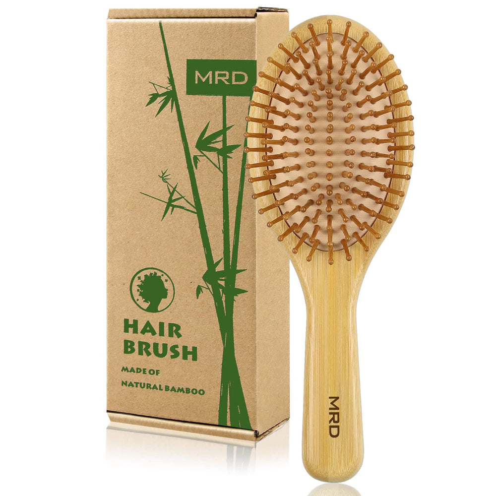 MRD hair brush with natural bamboo paddle for easy detangling