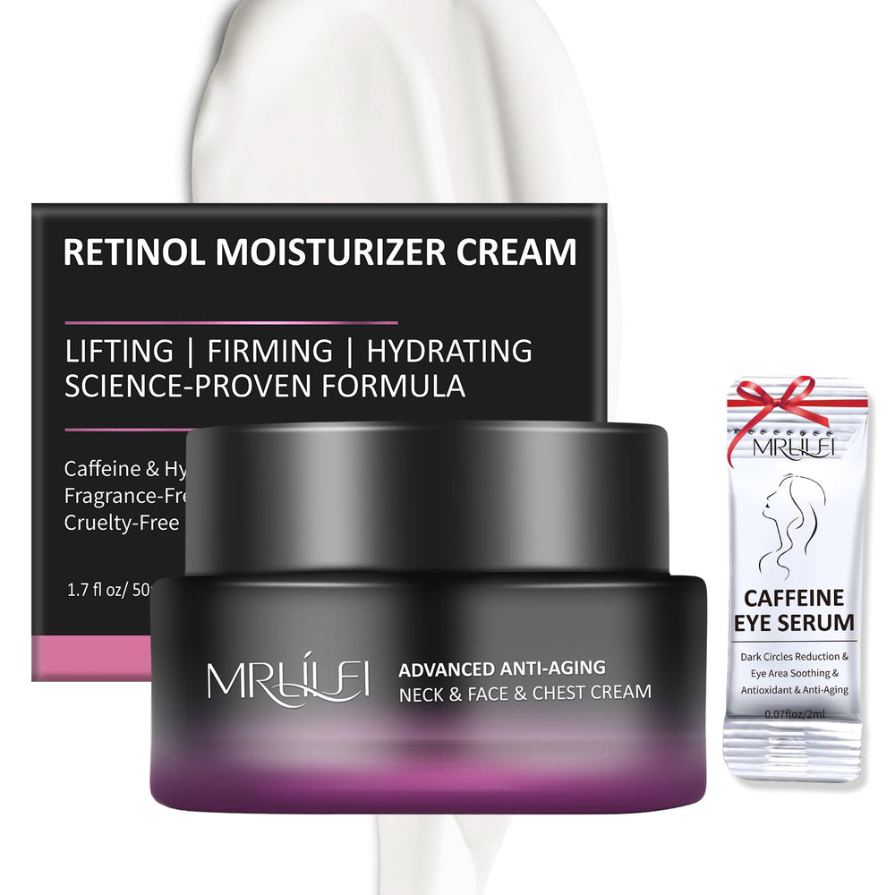 MRLILEI Neck Cream texture close-up showing silky, fast-absorbing formula.