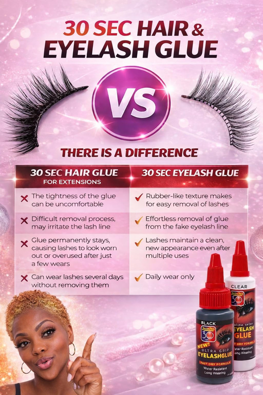Mrs Gwen Salon Pro 30 Sec glue removal shows easy lash lift with minimal effort.