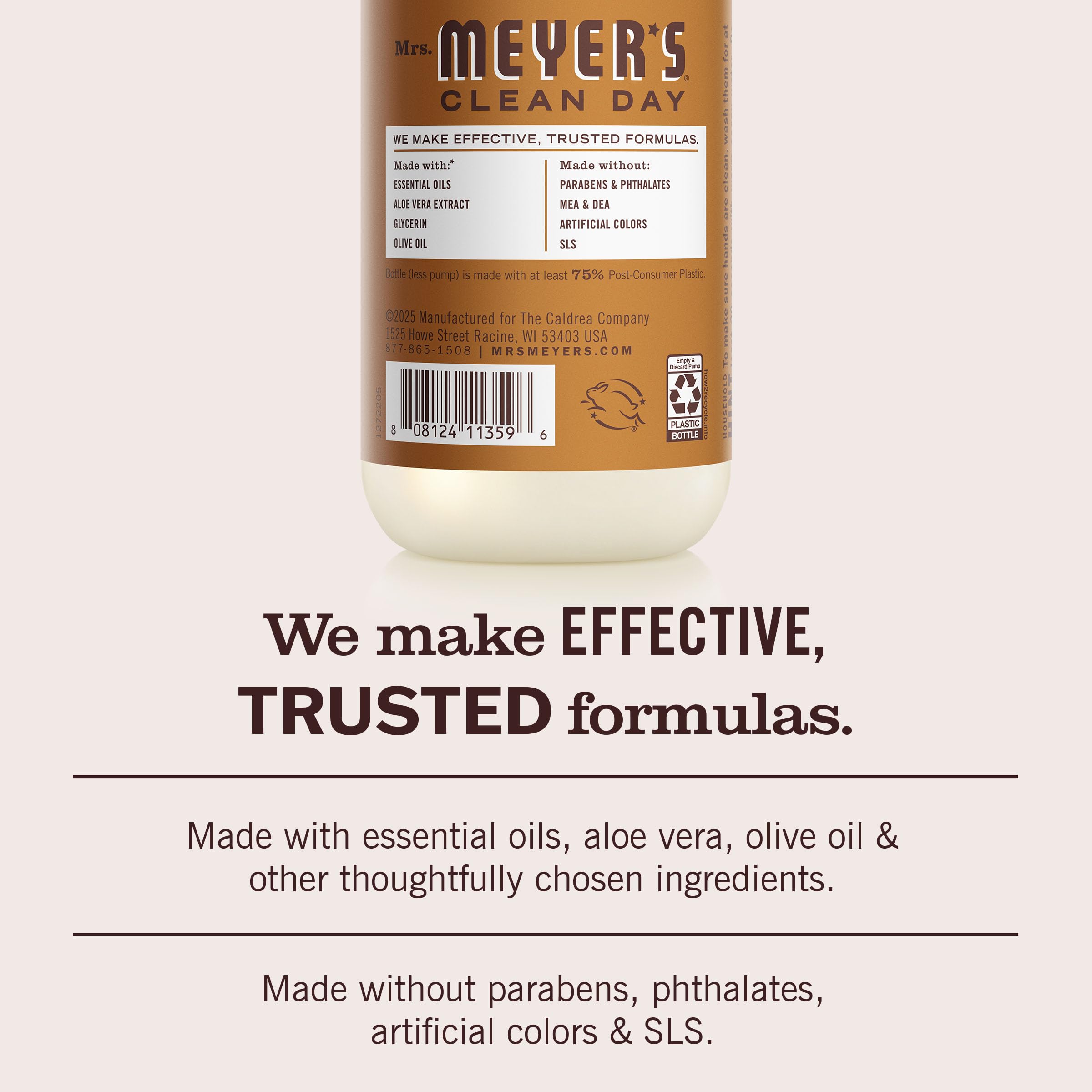 Mrs Meyer's Acorn Spice bottle art label with autumn-inspired design.