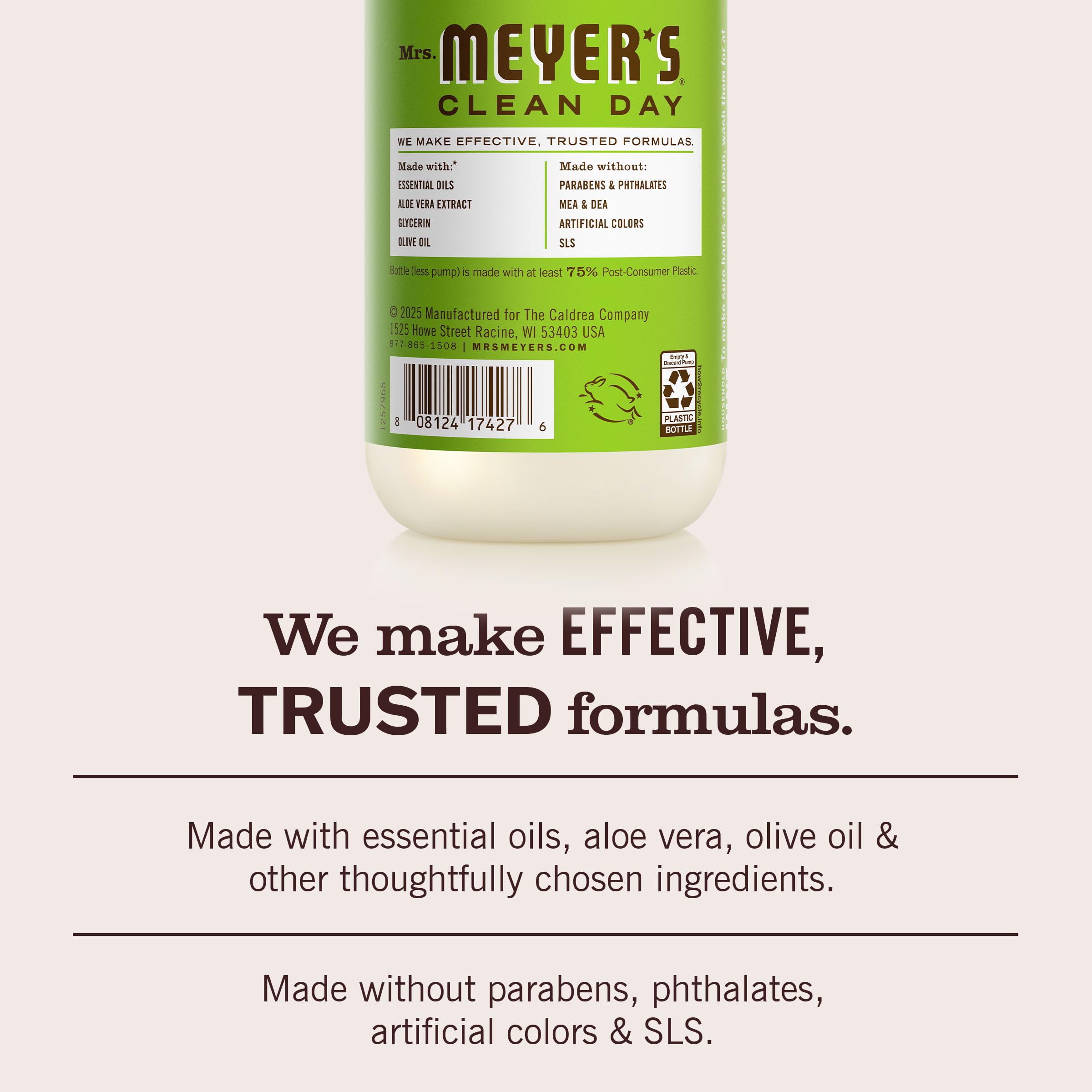 Aroma fresco de manzana en Jabón de Manos Mrs. Meyer's Clean Day.