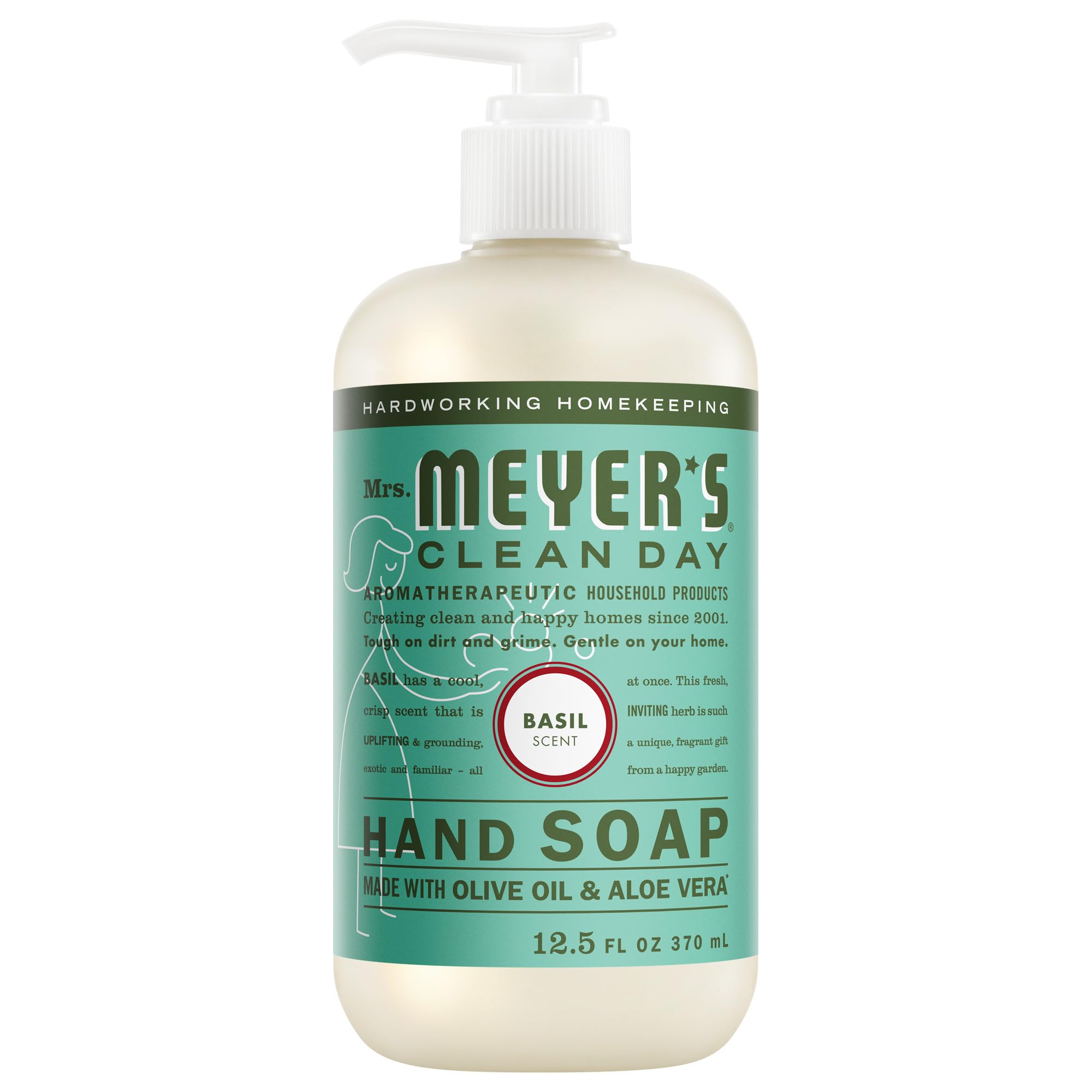 Mrs. Meyer's Clean Day Basil bottle front view for refreshing hand cleansing