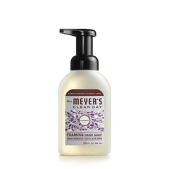 Mrs. Meyer's Clean Day Lavender foaming hand soap bottle pour for quick cleansing