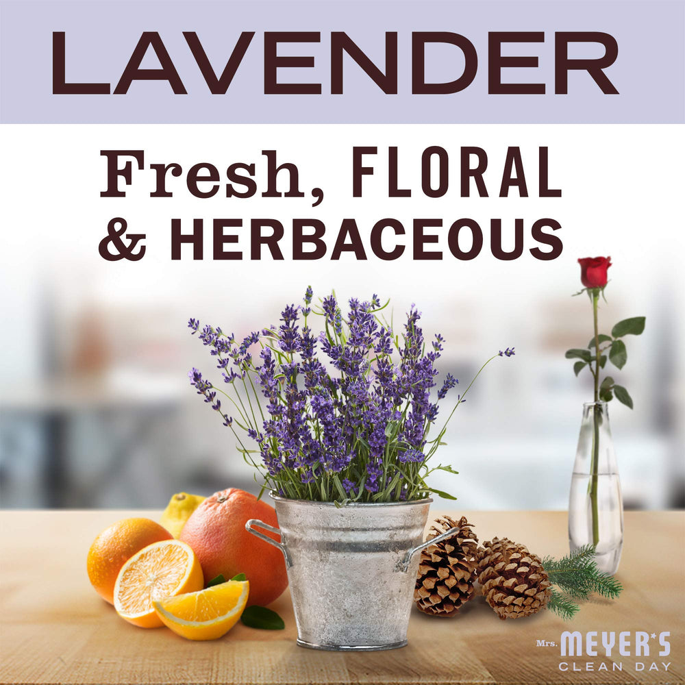 Mrs. Meyer's Lavender label closeup highlighting clean formulation
