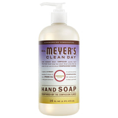 Mrs. Meyer's Clean Day hand soap bottle for easy daily cleansing.