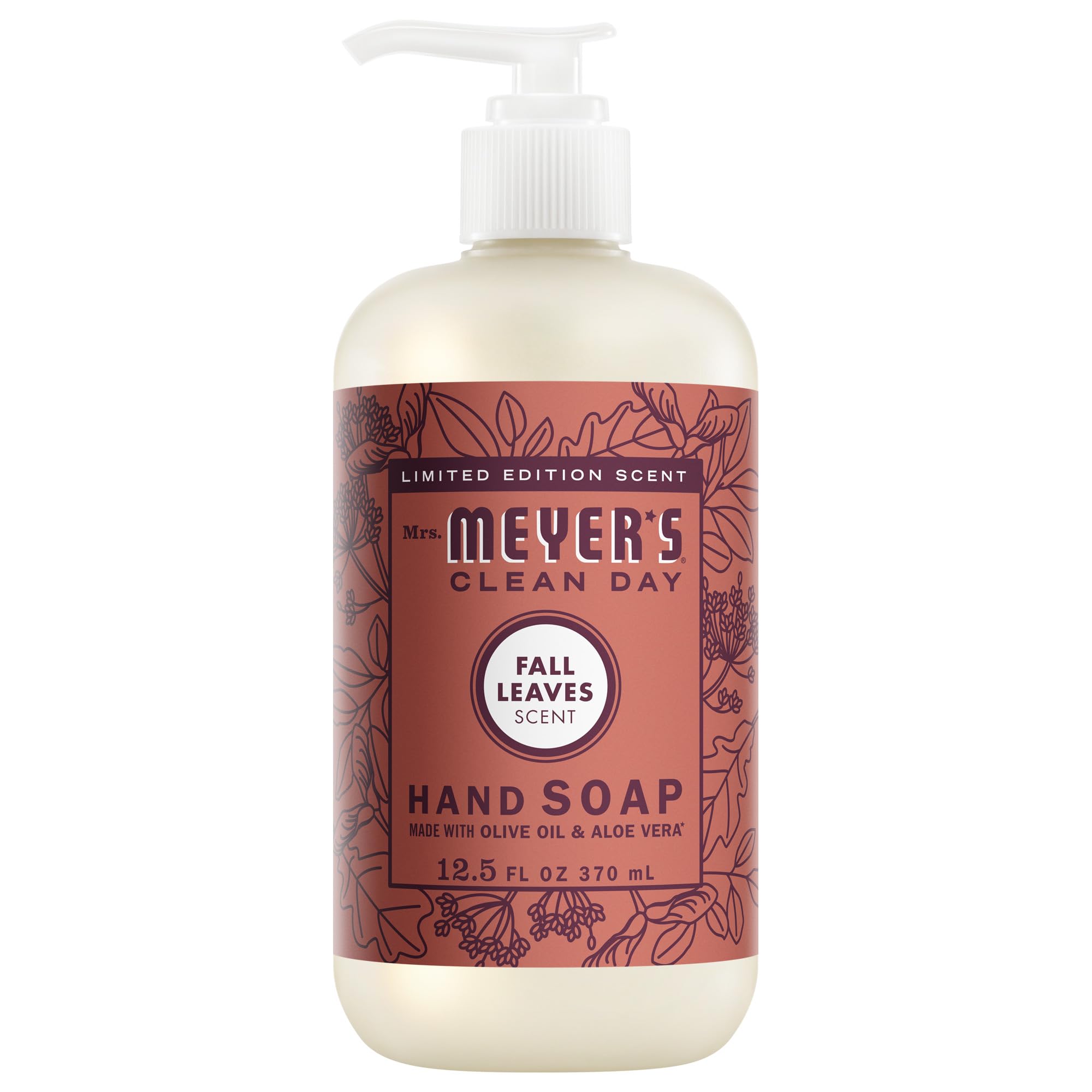 Mrs. Meyer's Clean Day Fall Leaves bottle for refreshing hand cleansing.