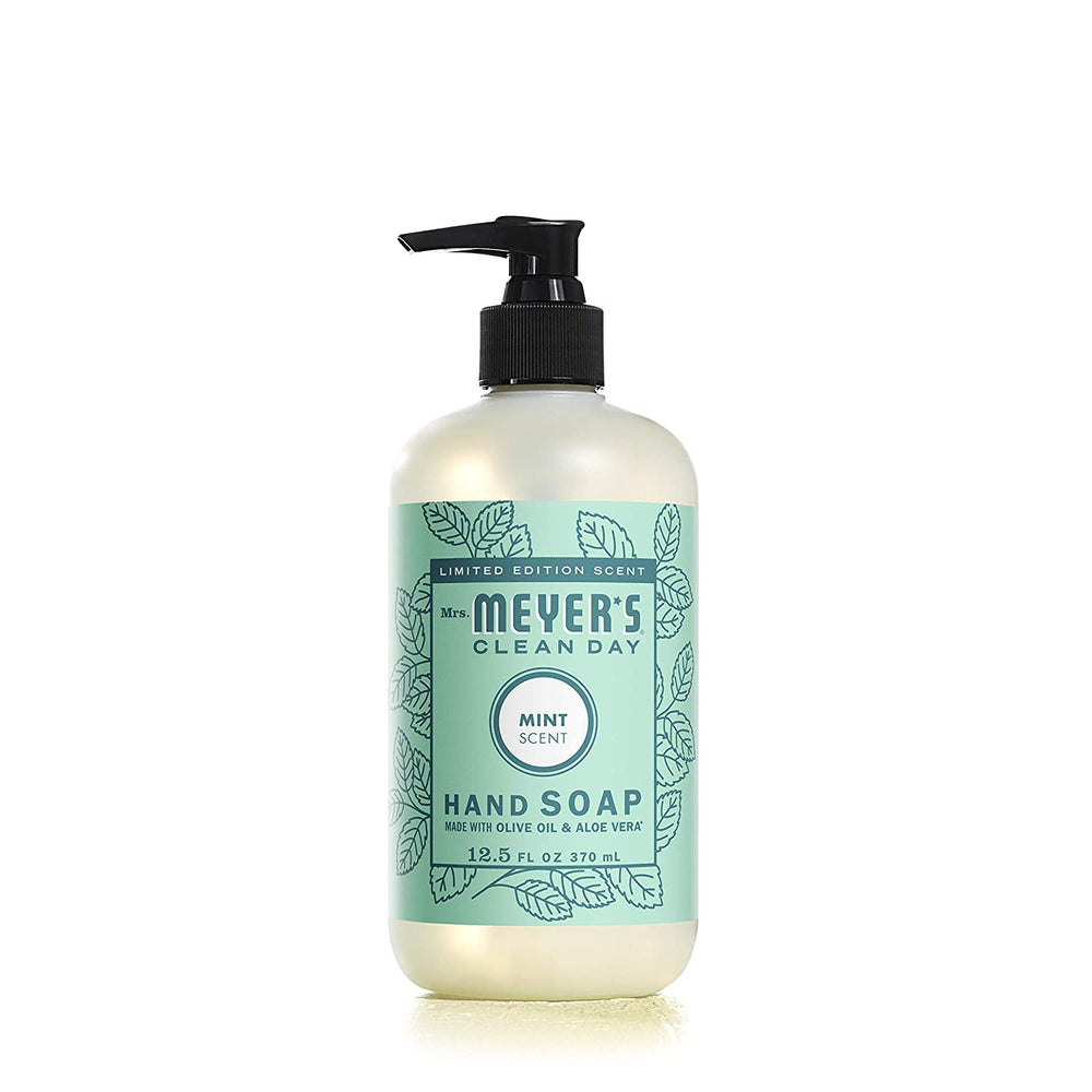 Festive packaging of Mrs. Meyer's holiday hand soap ready for gifting.