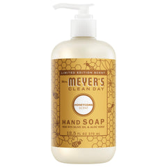 Mrs. Meyer's Clean Day Honeycomb hand soap bottle front view for gentle cleansing.