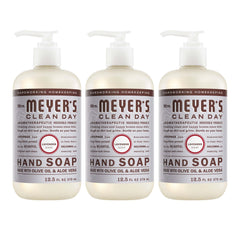 Mrs. Meyer's Clean Day Lavender hand soap bottle with soothing scent and moisturizing feel.