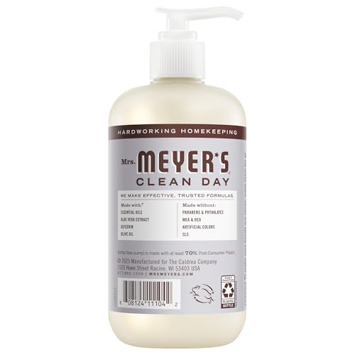 Mrs. Meyer's Clean Day Lavender packaging shown in a tidy kitchen display.