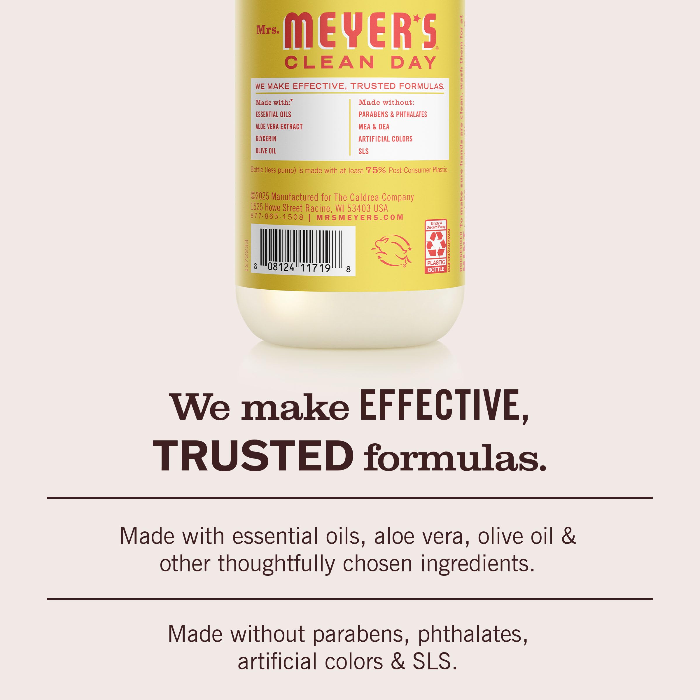 Mrs. Meyer's Clean Day Lemonade splash captures vibrant color and foaming lather in use.
