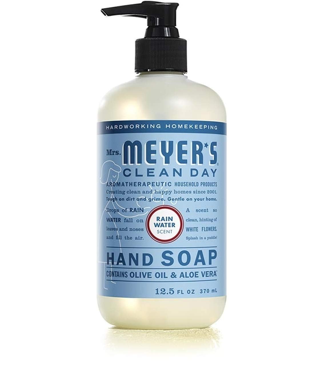 Mrs. Meyer’s Oat Blossom hand soap bottle soothes hands with a gentle formula.