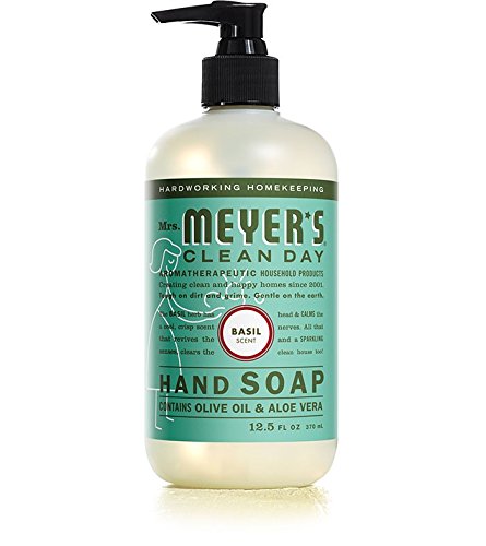 Mrs. Meyer's Clean Day hand soap pump for easy, mess-free dispensing.